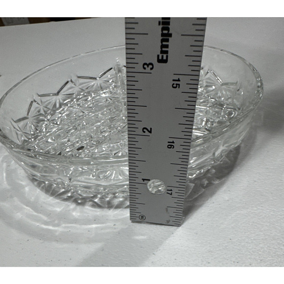 Vintage Glass Divided Dish Button & Daisy Pattern Bowl Multi-Condiment Server - Picture 9 of 12